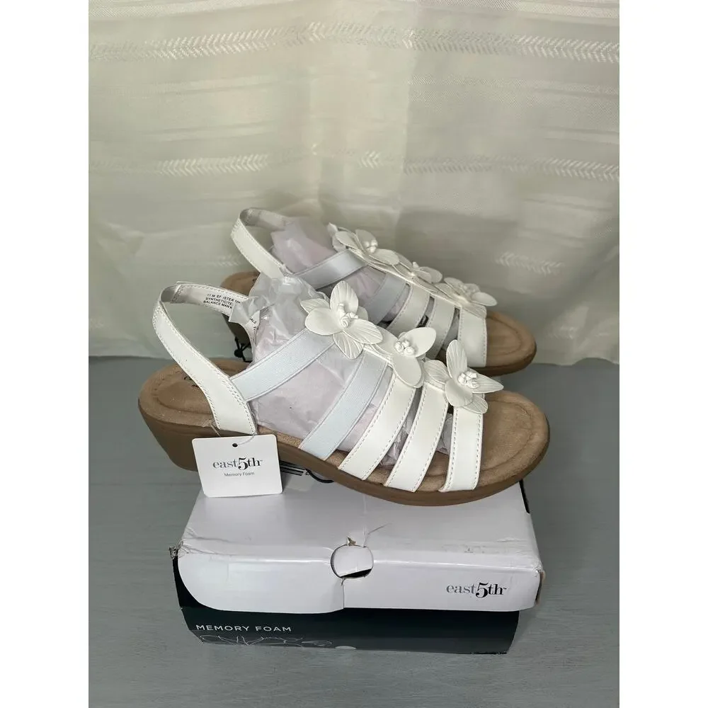 East 5th Memory Foam Slip On Sandals White Womens Size 11M